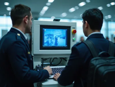 Security Officers Monitoring Airport Surveillance Footage