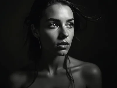 Portrait Of A Young Woman With Dramatic Lighting
