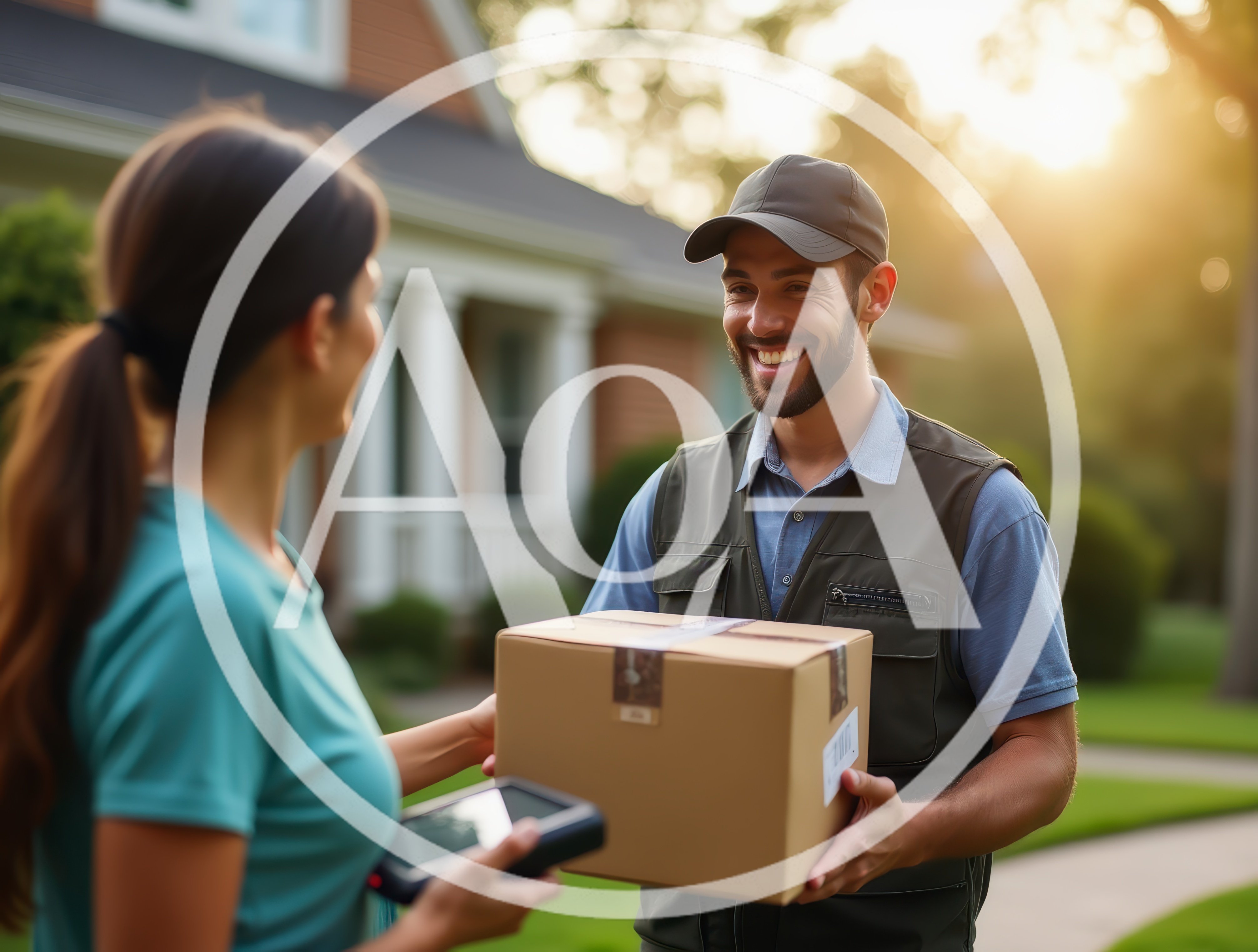 Delivery Driver Handing Package To Customer At Home