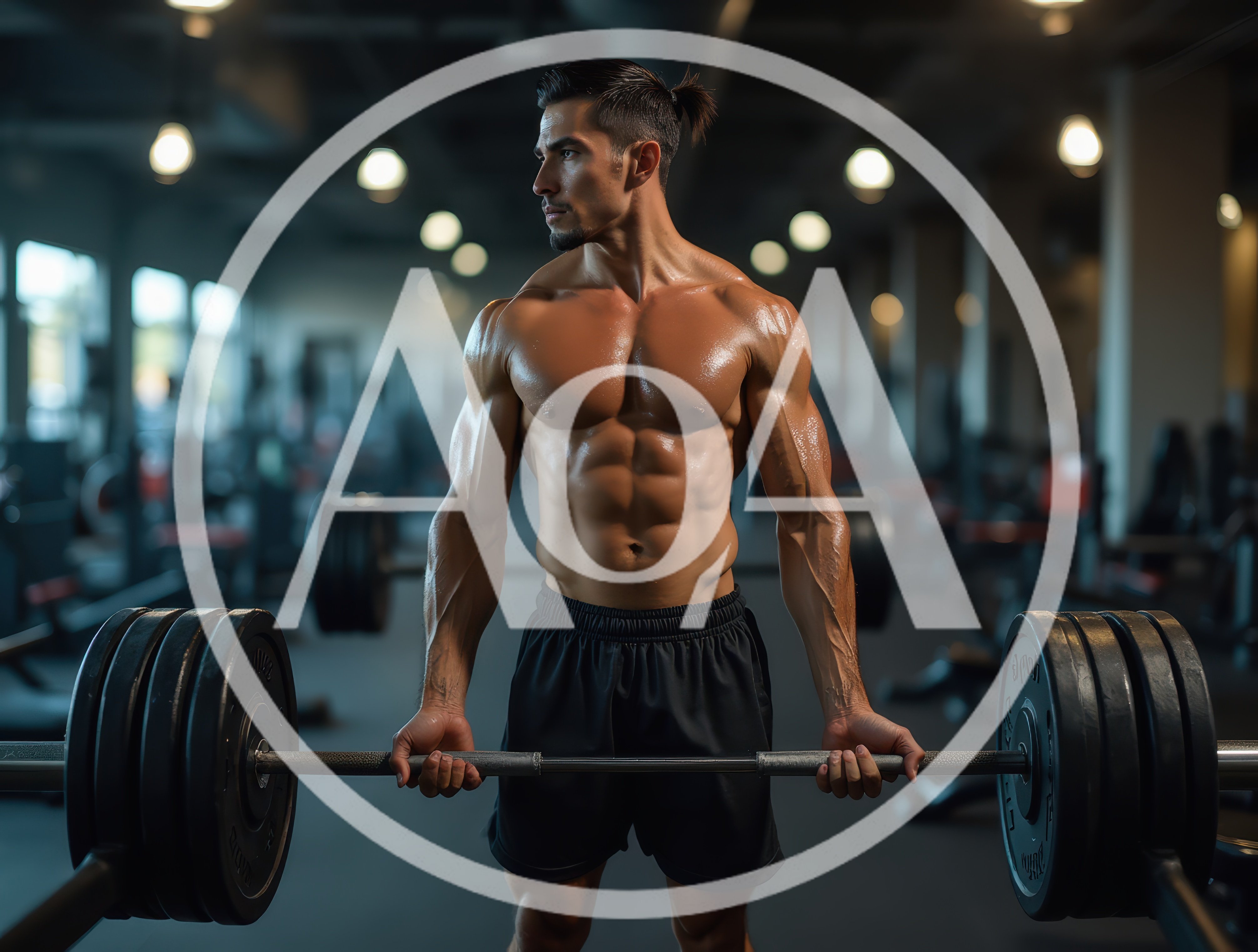 Muscular Man Performing Barbell Deadlift In Gym
