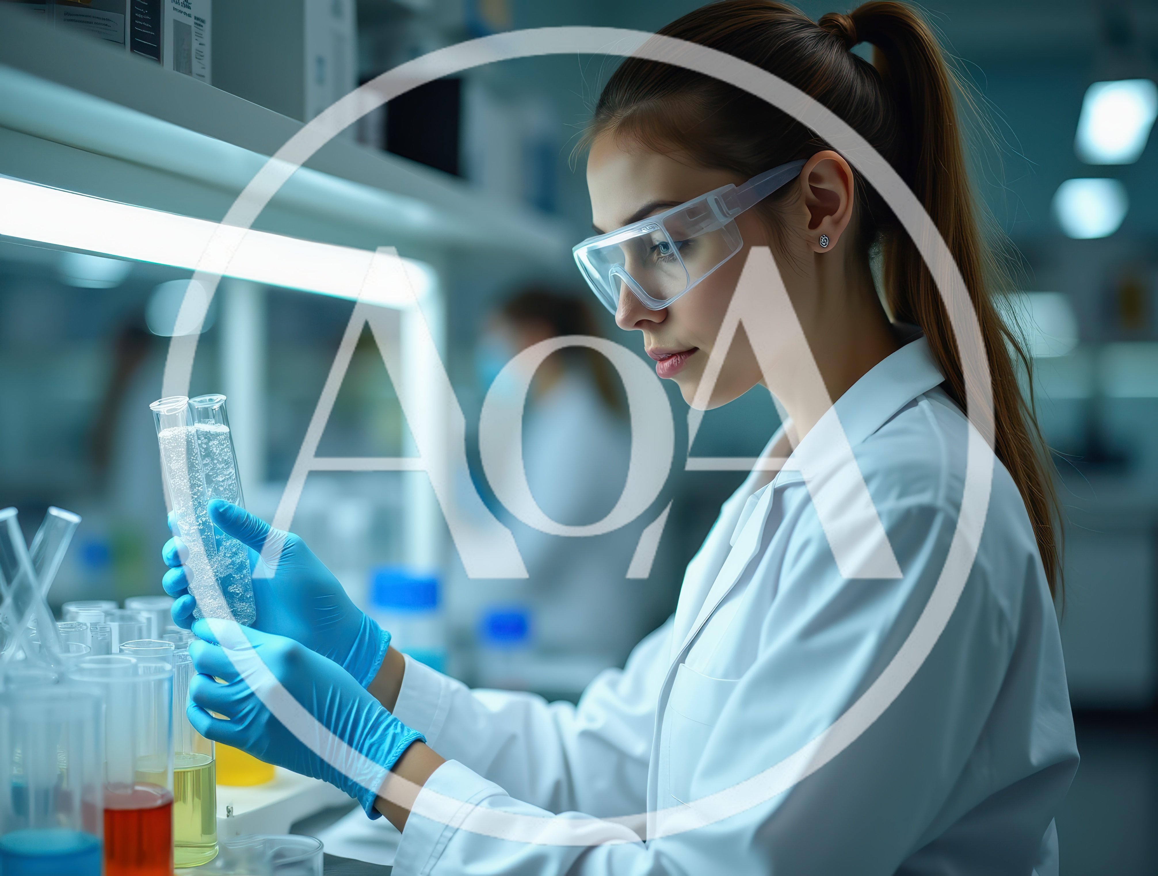 Female Scientist Examining Test Tube In Laboratory