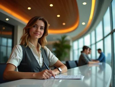 Professional Businesswoman Writing Notes In Modern Office