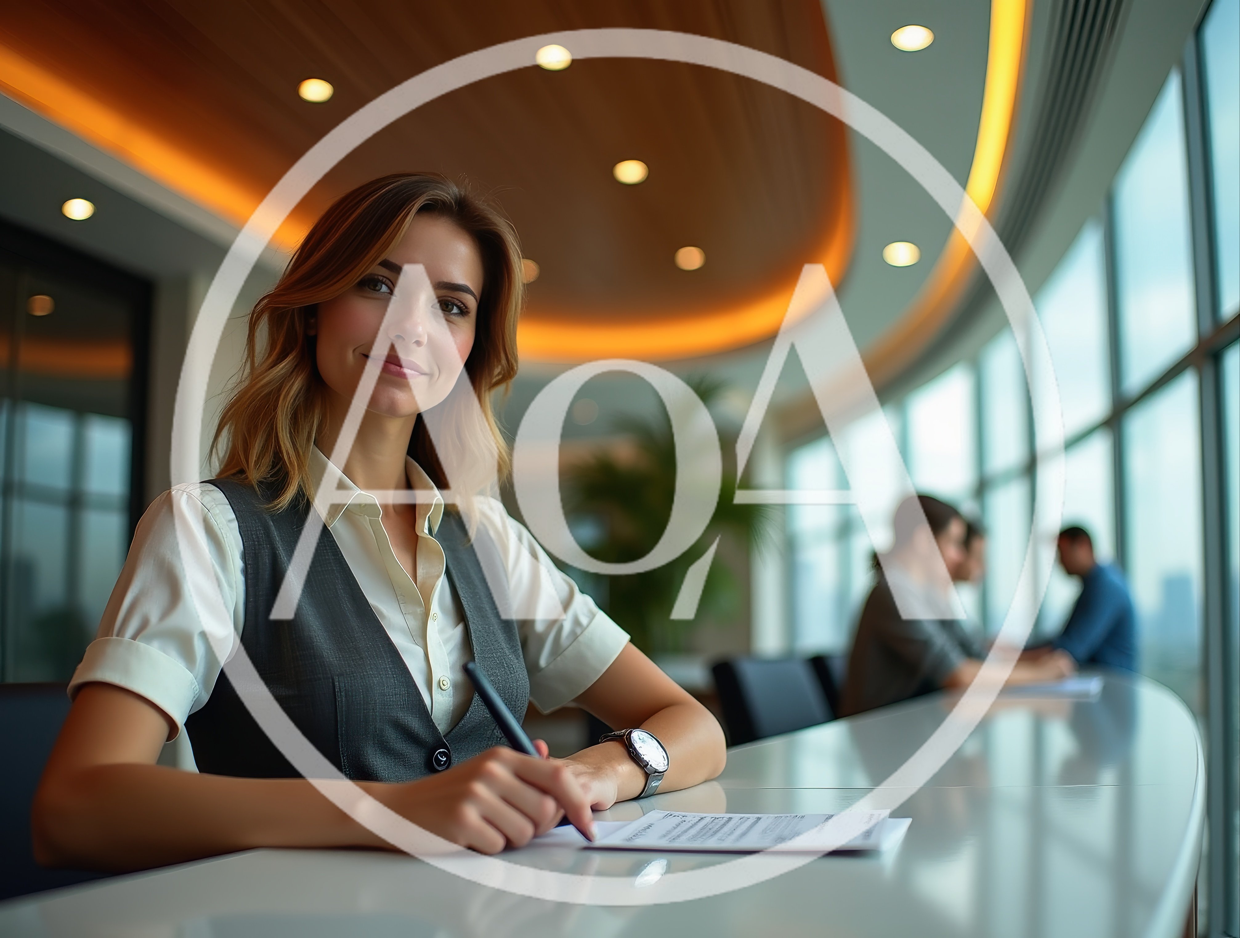 Professional Businesswoman Writing Notes In Modern Office