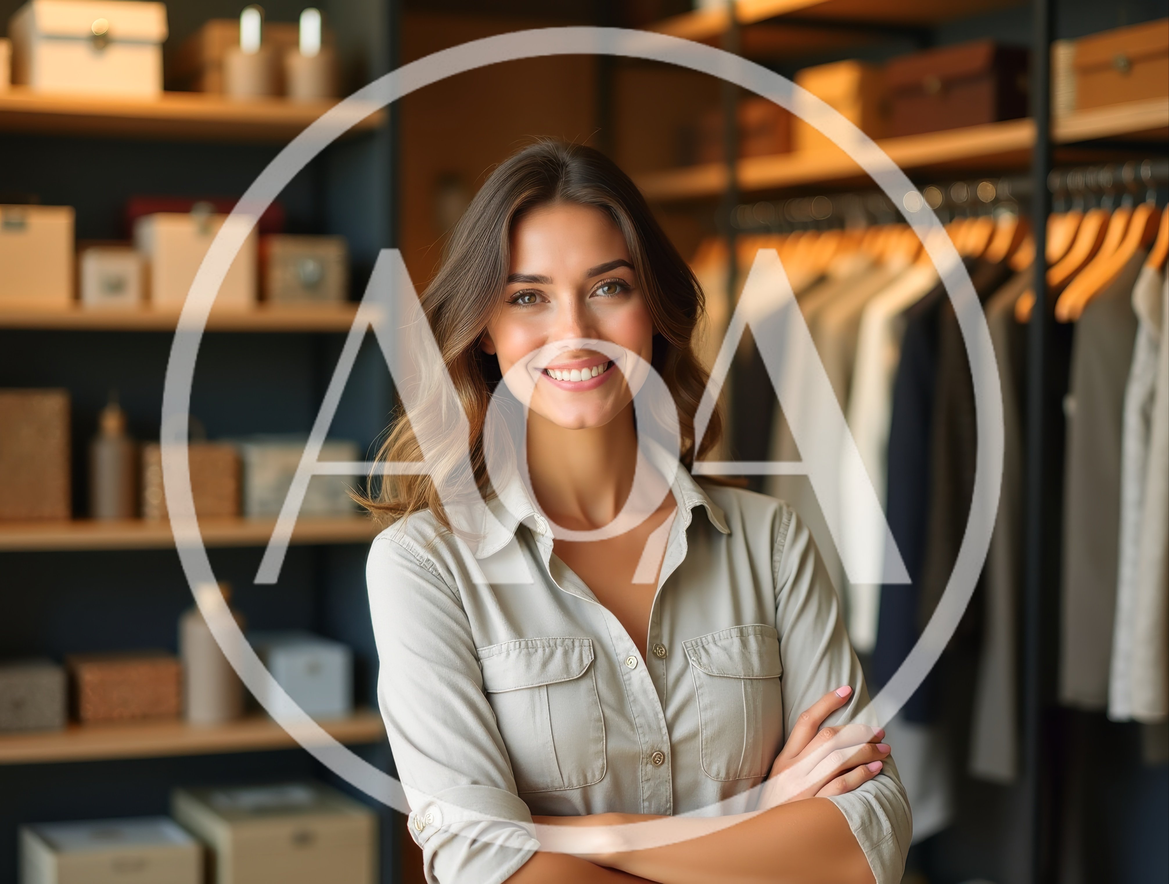 Smiling Woman Standing In A Modern Walk In Closet