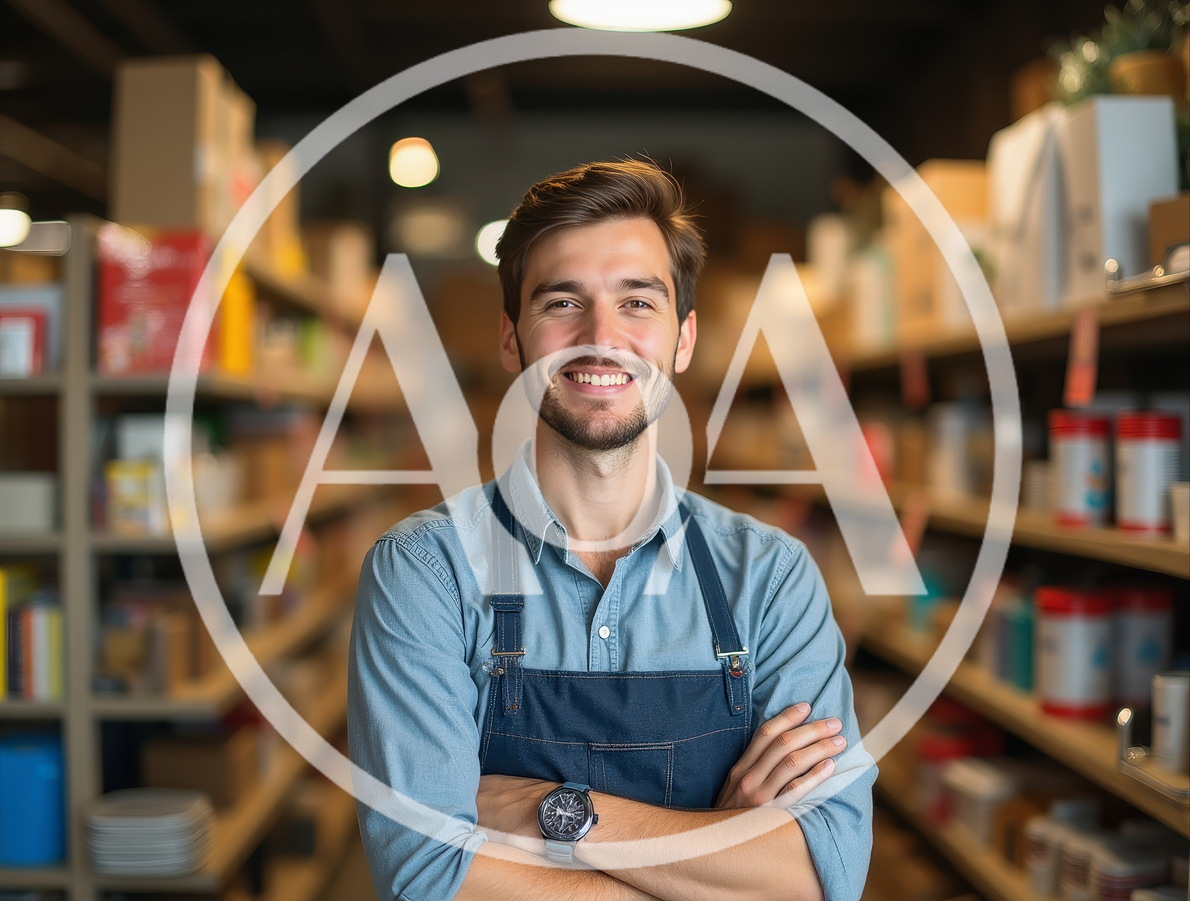 Smiling Male Shopkeeper Standing In A Retail Store