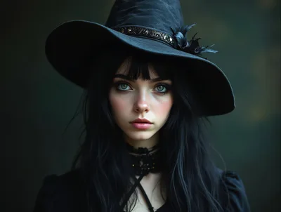 Portrait Of A Young Witch With Dark Hair