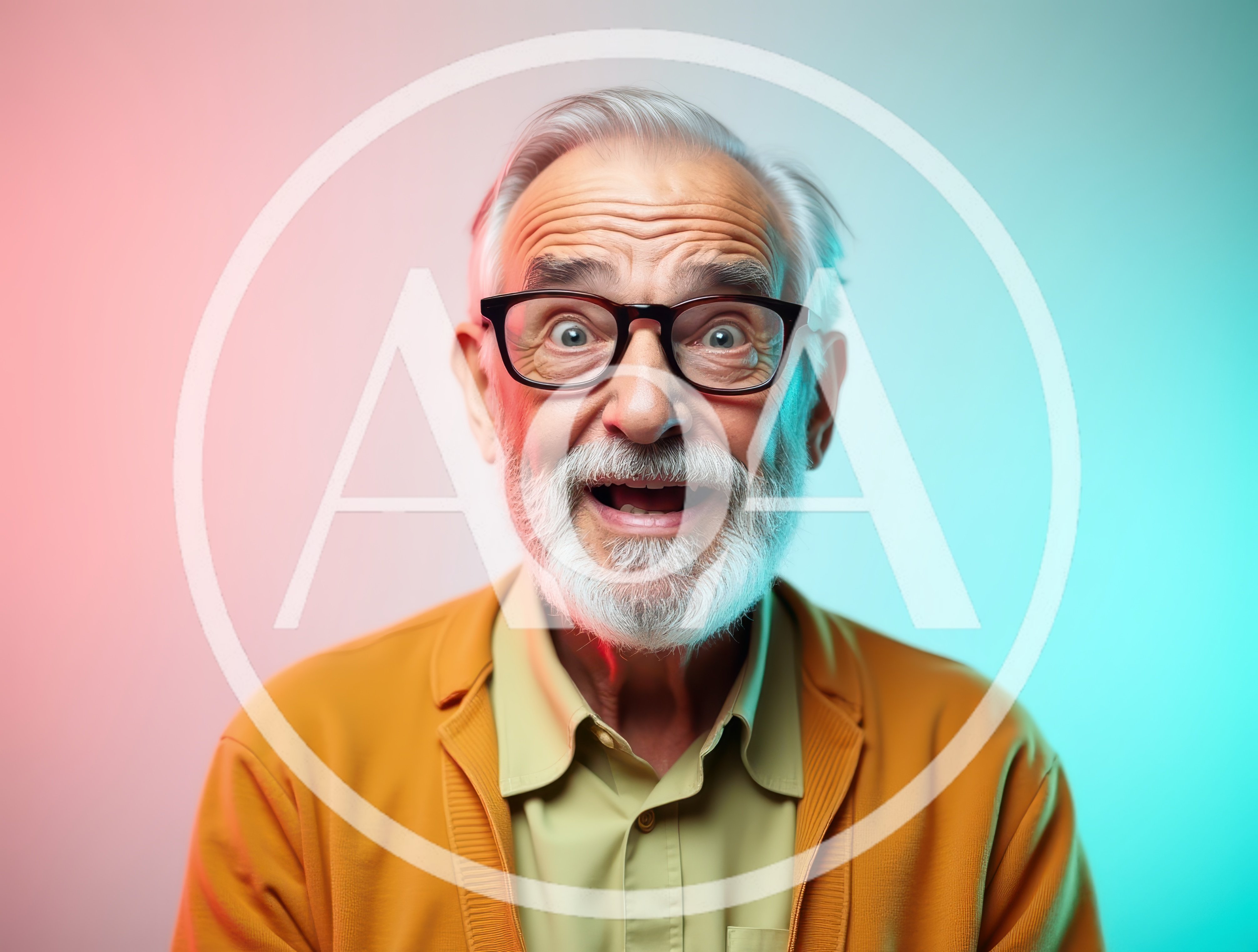 Surprised Elderly Man With Glasses And Beard