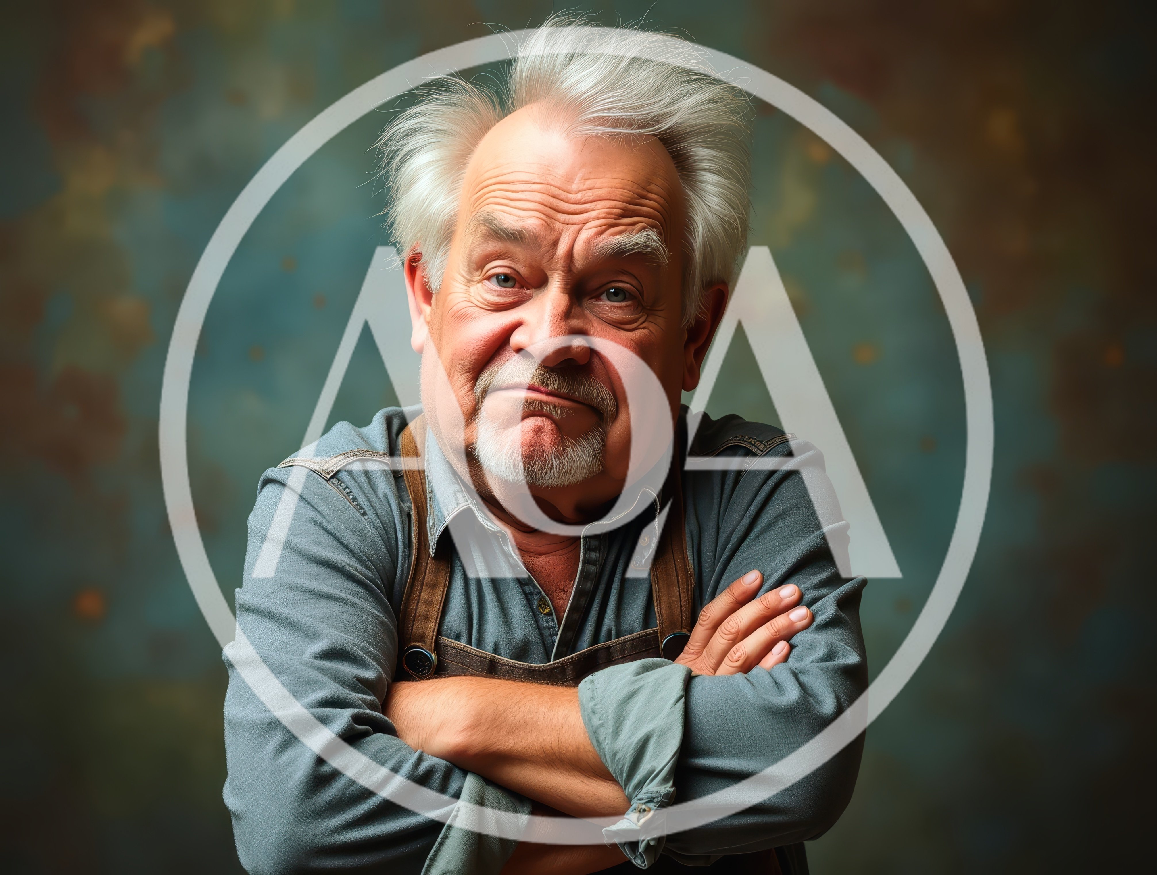 Portrait Of A Thoughtful Elderly Man With Crossed Arms