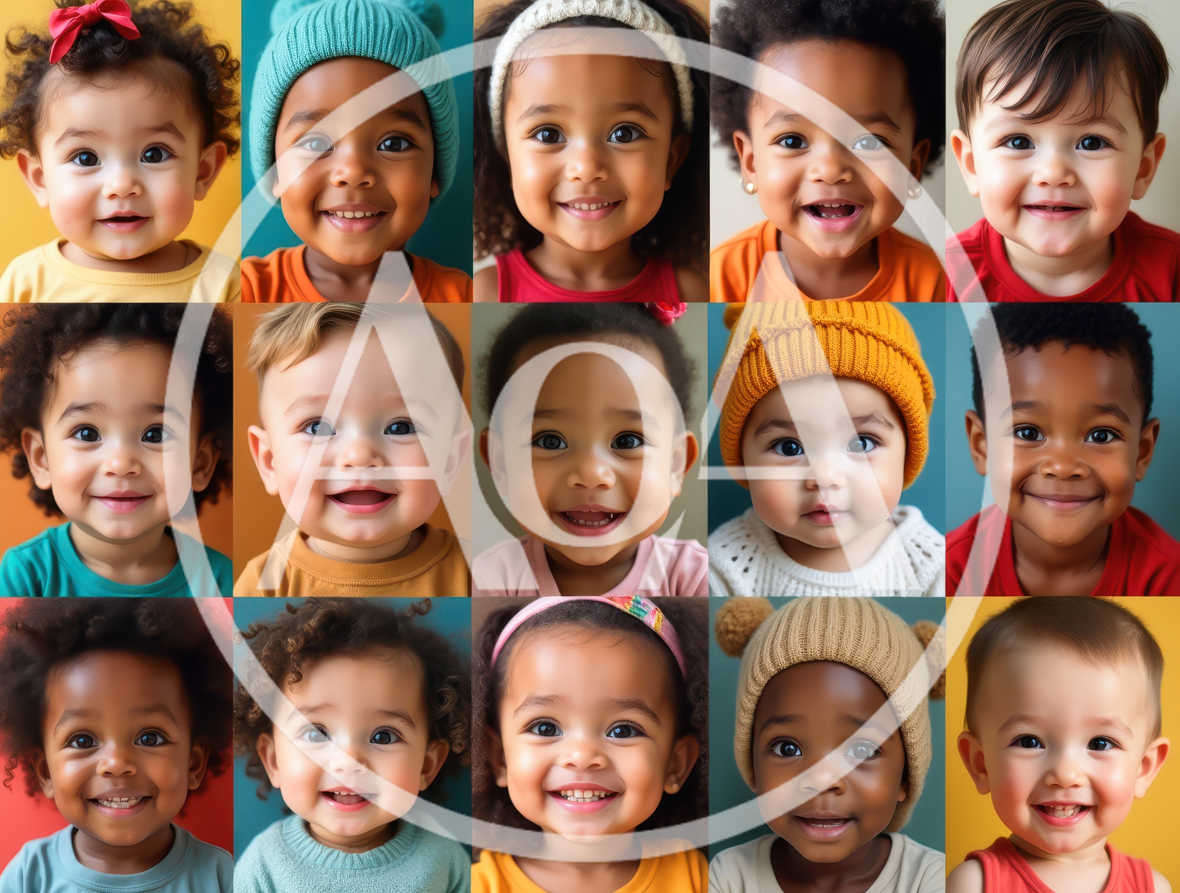 Collage of Diverse Happy Babies and Toddlers
