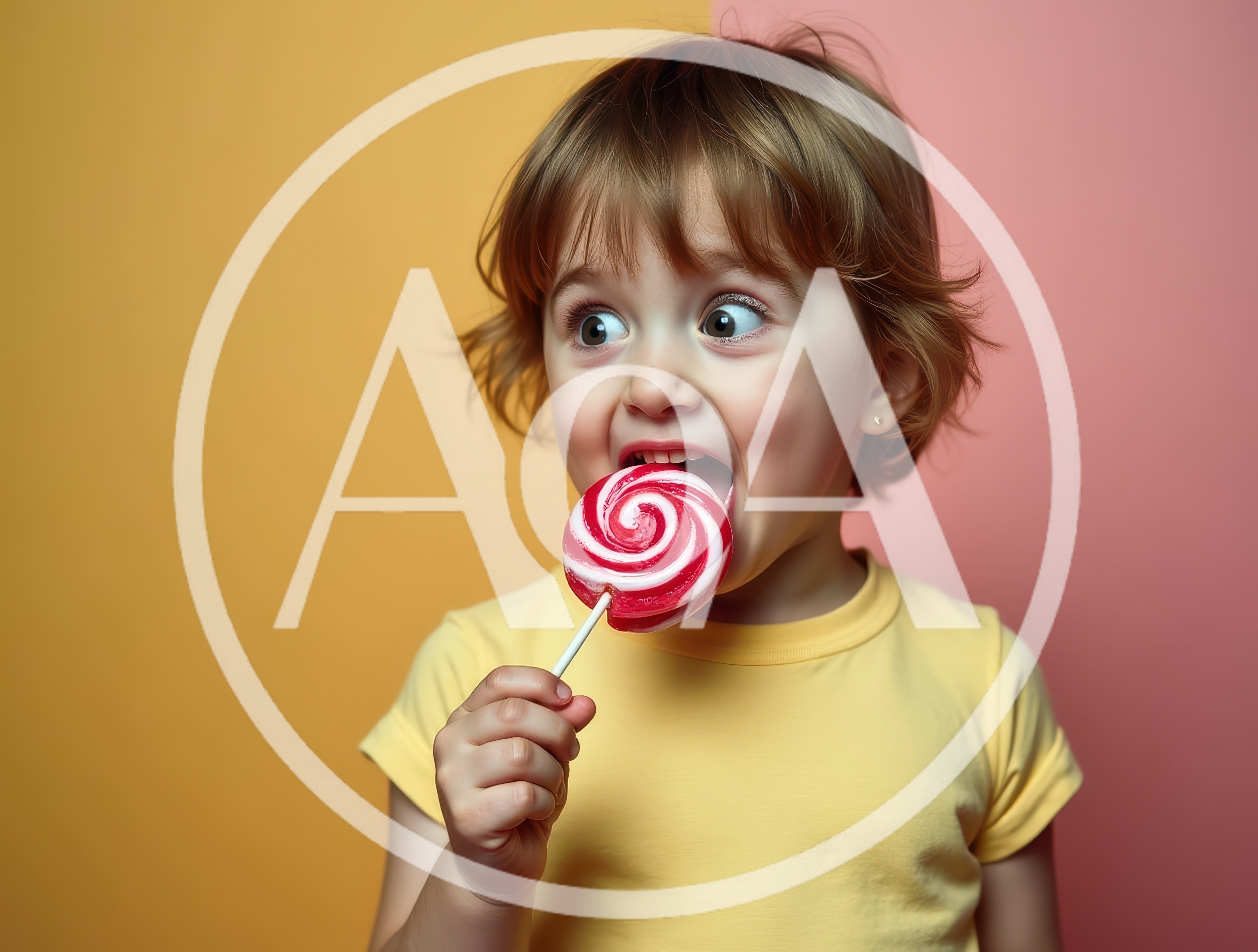 Young Child Eating A Red And White Swirl Lollipop