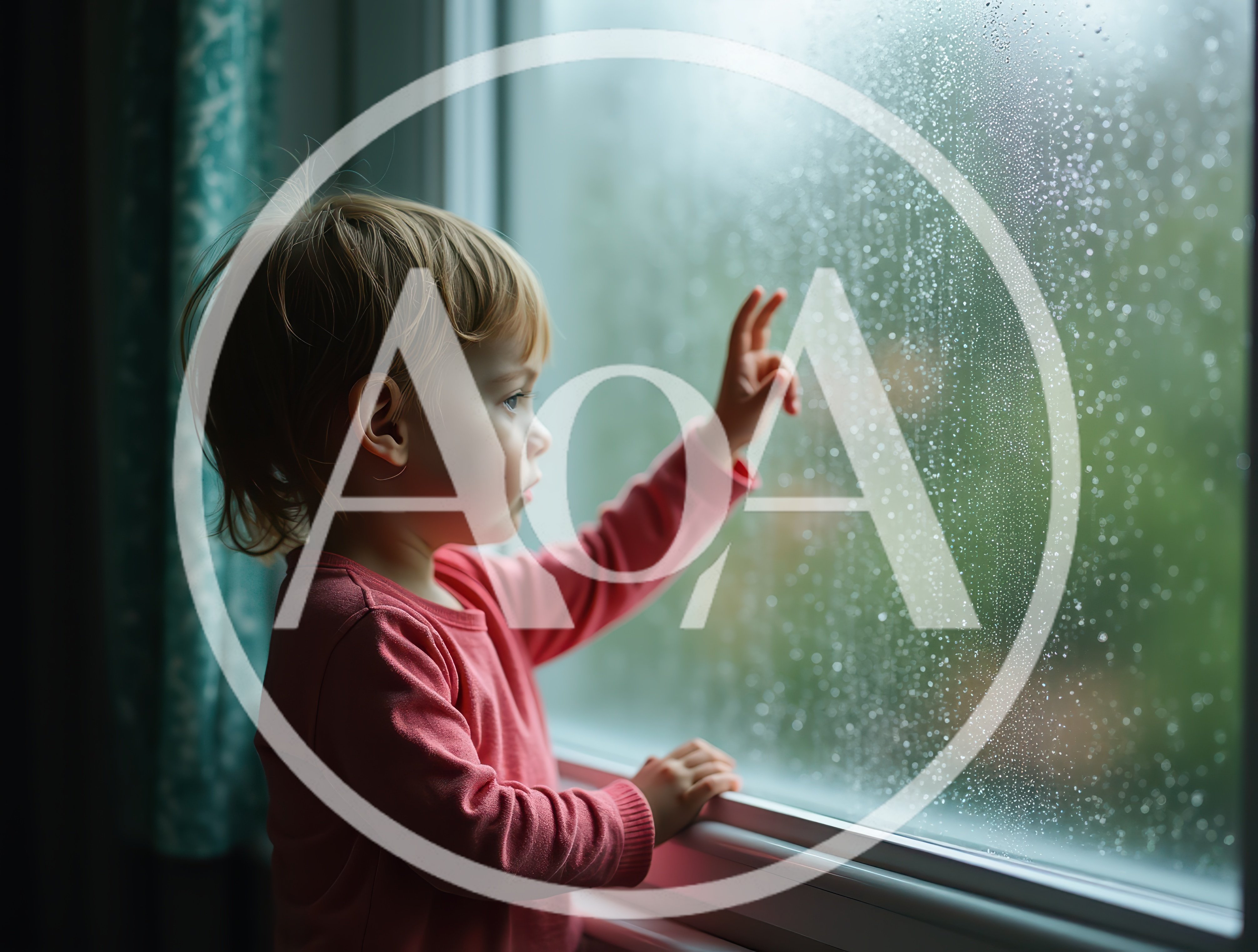 Toddler Looking Out A Rainy Window