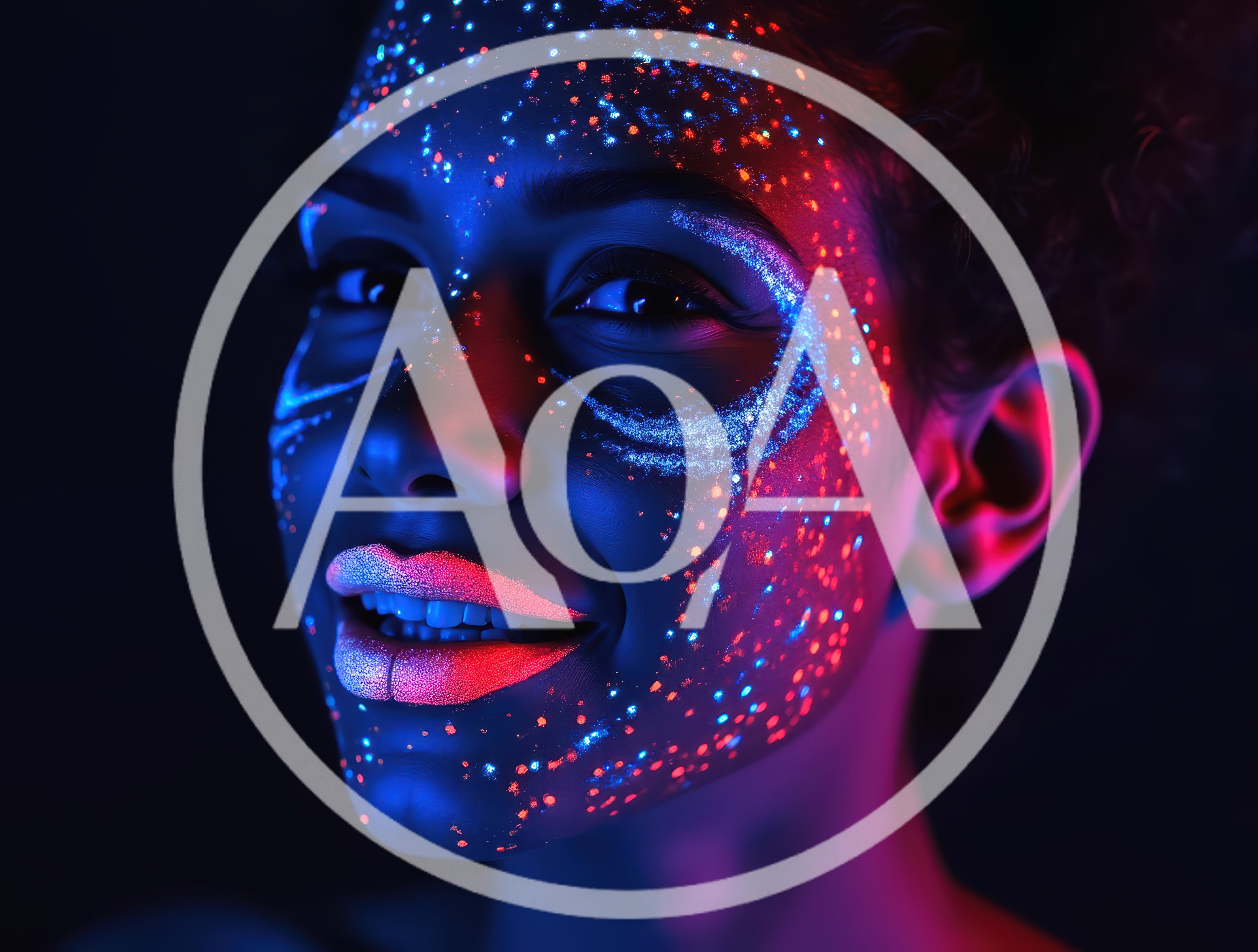 Portrait Of A Woman With Neon Fluorescent Face Paint