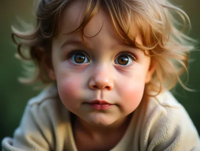 Close Up Portrait Of A Toddler With Curly Hair