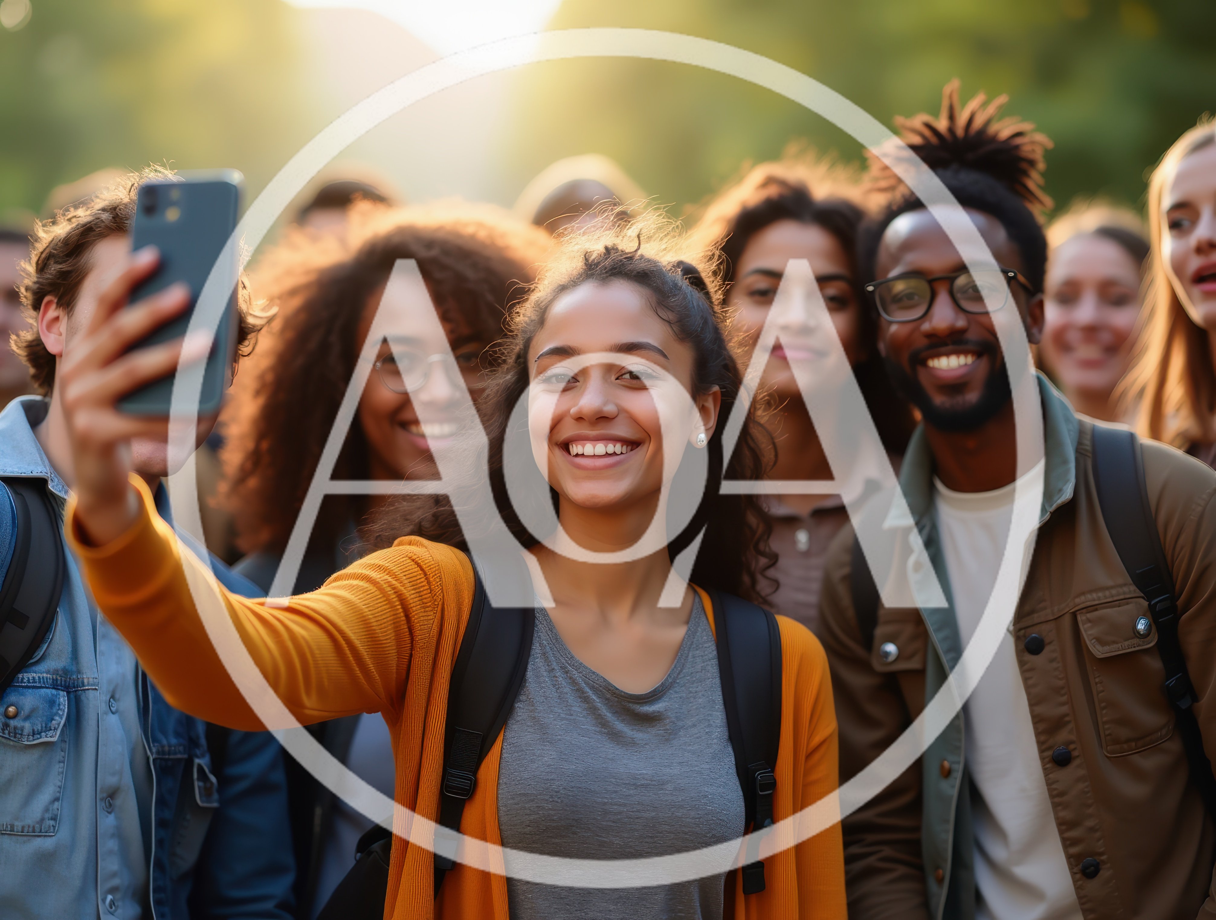 Diverse Group of Students Taking a Selfie Outdoors