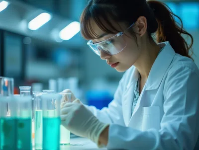 Female Scientist Conducting Chemical Research In Laboratory