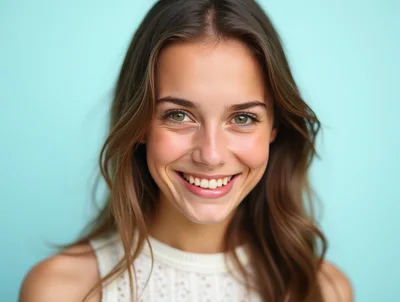 Portrait Of A Smiling Young Woman With Brown Hair