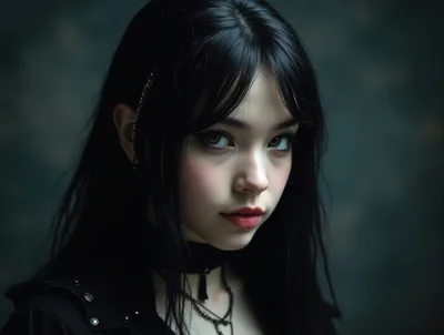 Portrait Of A Young Woman With Dark Aesthetic Style