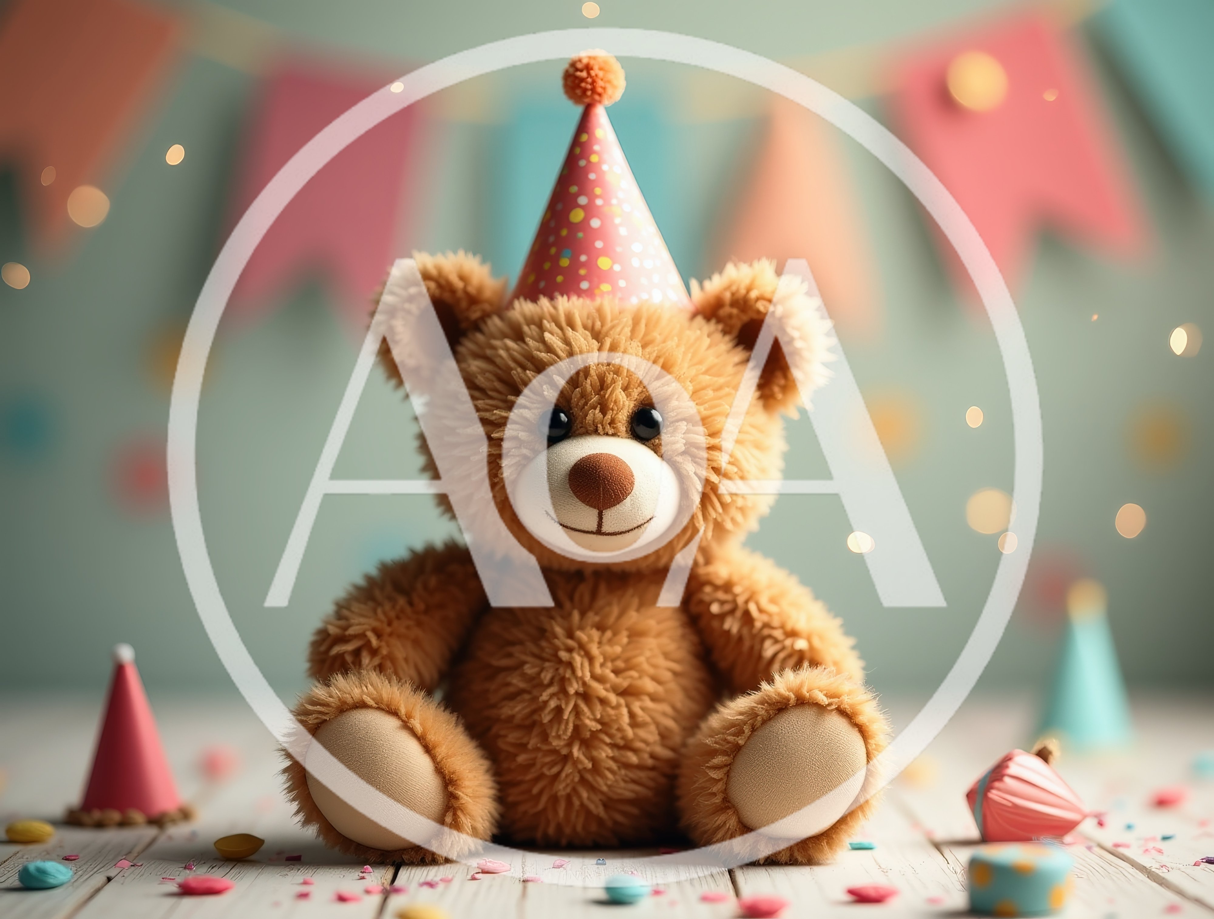 Cute Teddy Bear Wearing A Party Hat