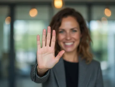 Businesswoman Holding Up Hand In Stop Gesture