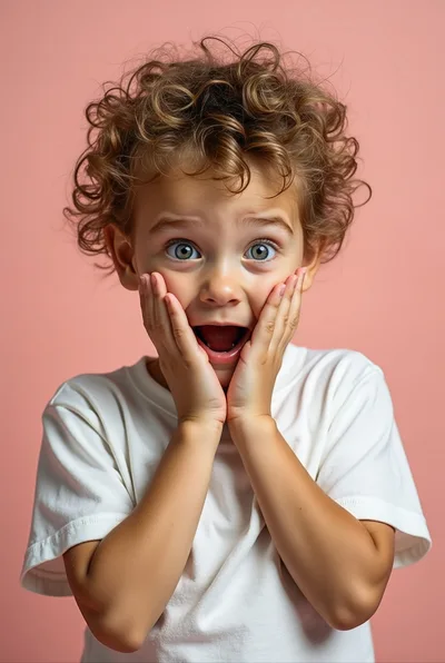 Surprised Young Child With Curly Hair