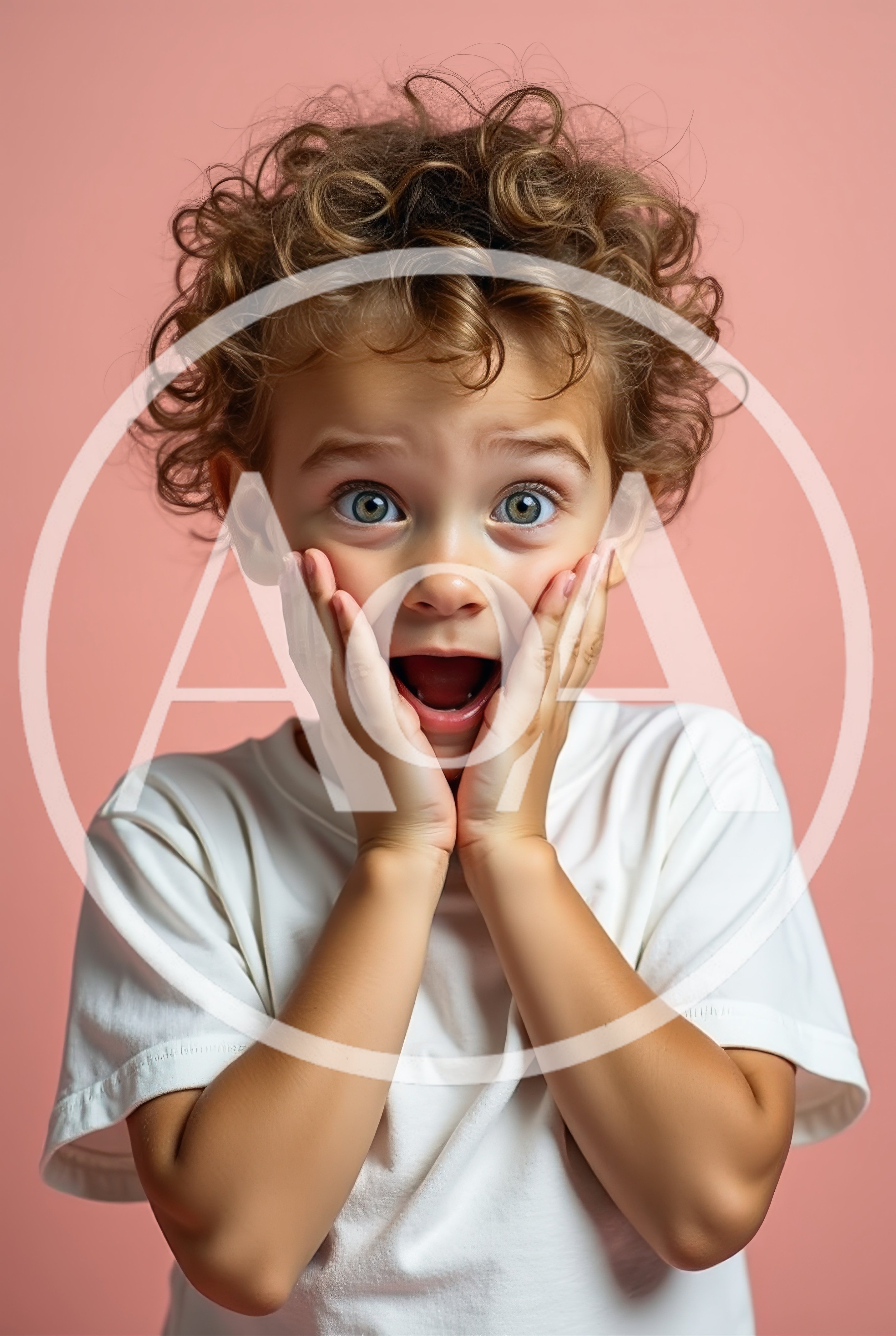 Surprised Young Child With Curly Hair
