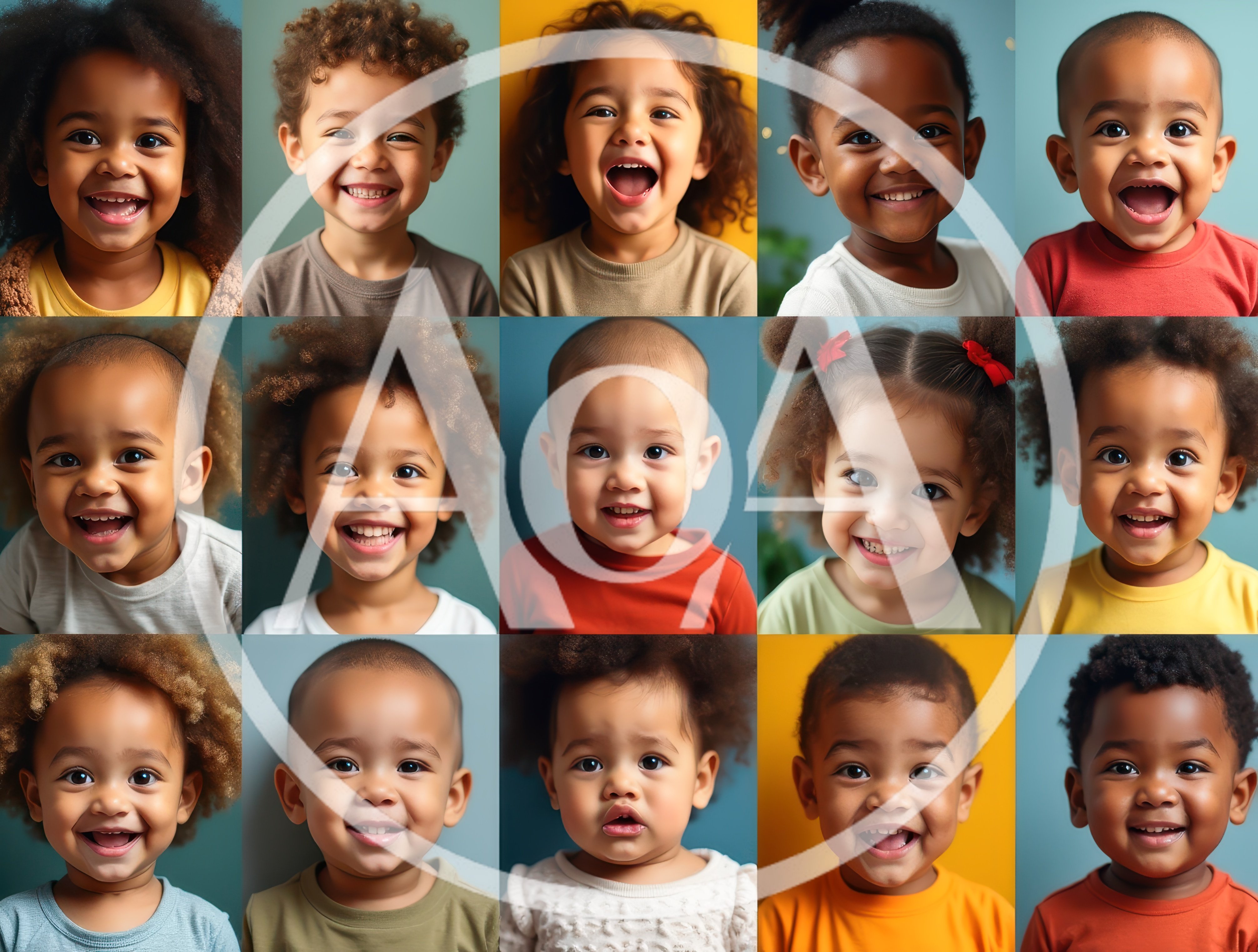 Collage Of Diverse Happy Toddlers Smiling
