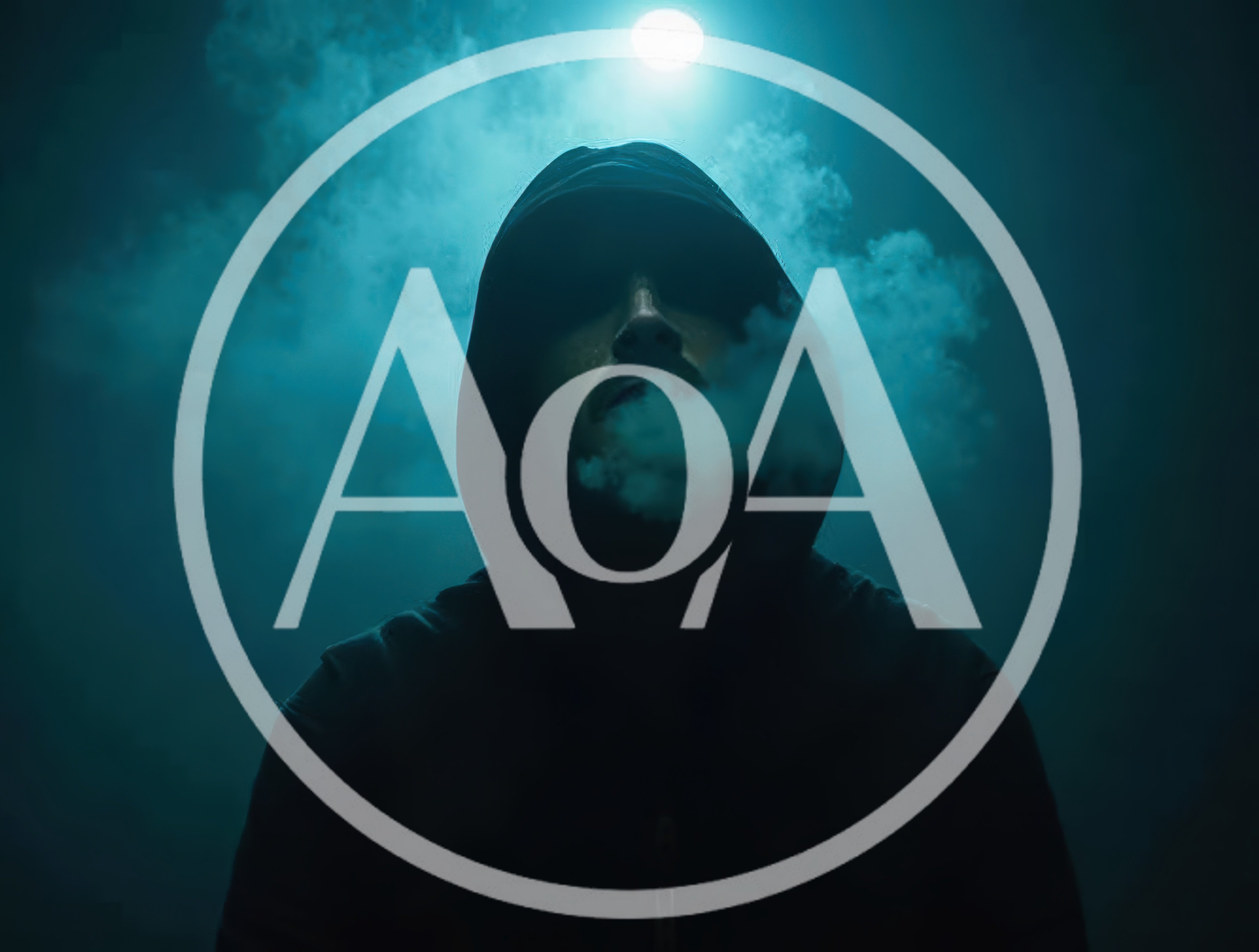 Man in Hood Exhaling Smoke Under Moonlight