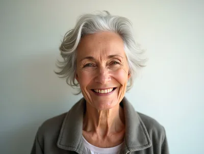 Portrait Of A Smiling Senior Woman With Grey Hair