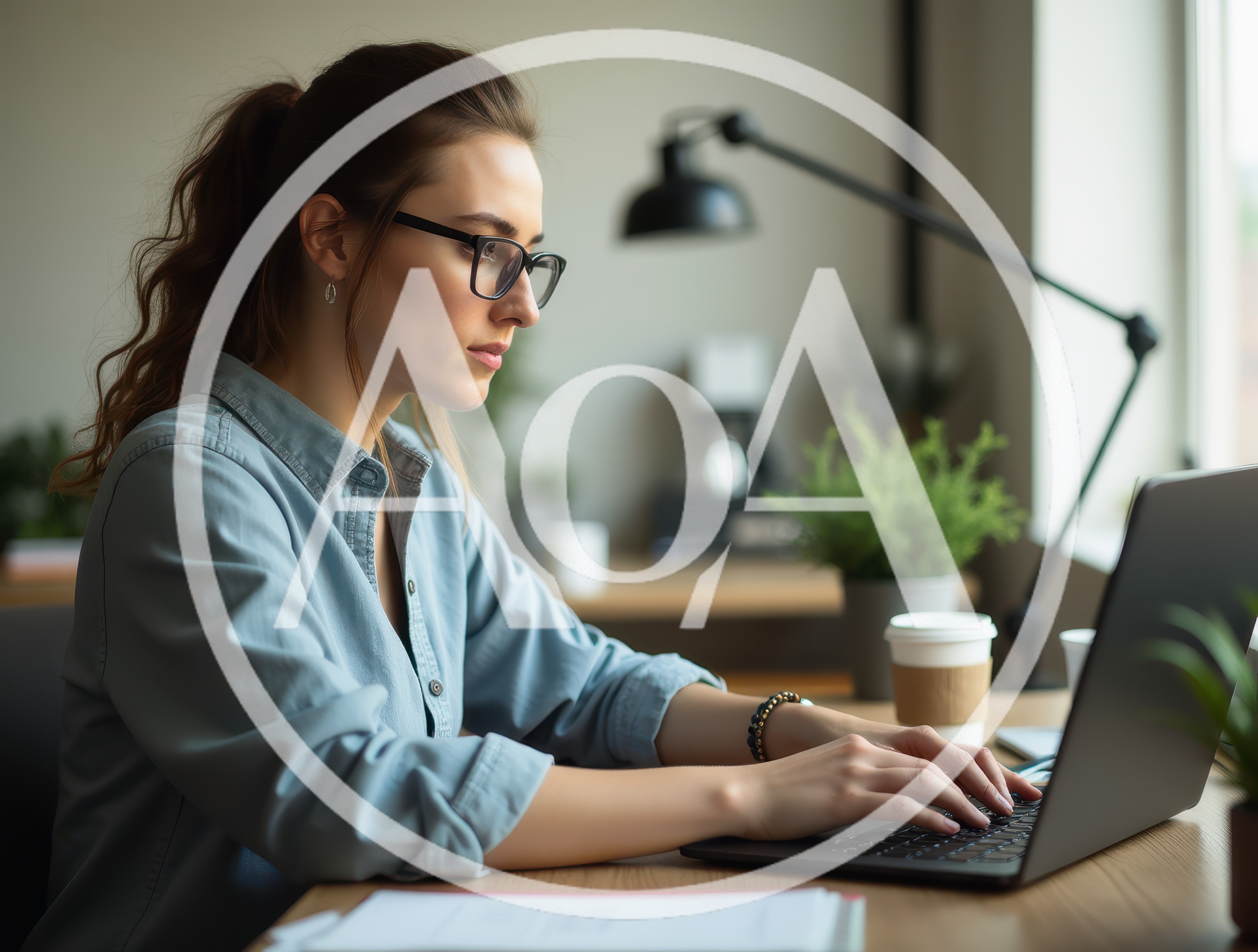 Young Woman Working On Laptop In Home Office