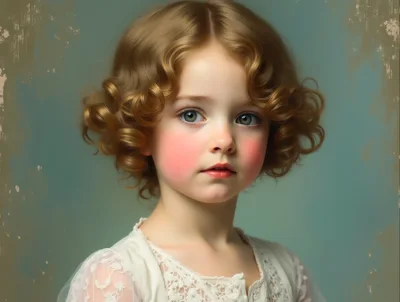 Portrait Of A Young Girl With Curly Hair