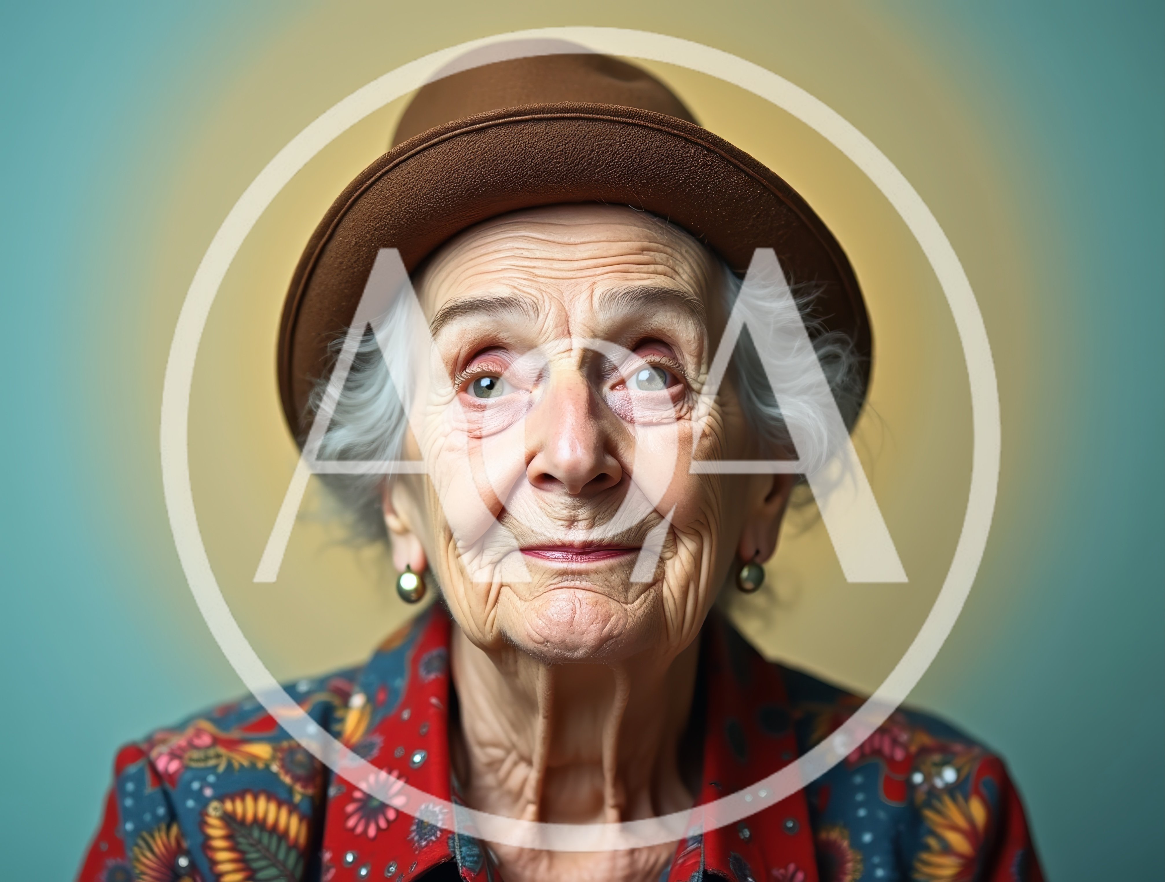 Portrait Of An Elderly Woman Wearing A Fedora