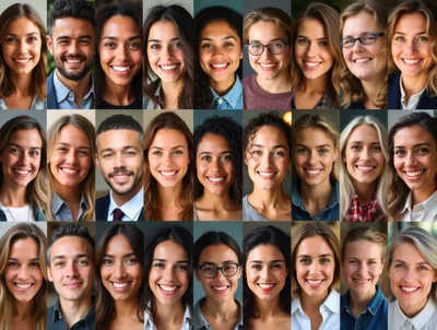Collage Of Diverse Smiling People Portraits