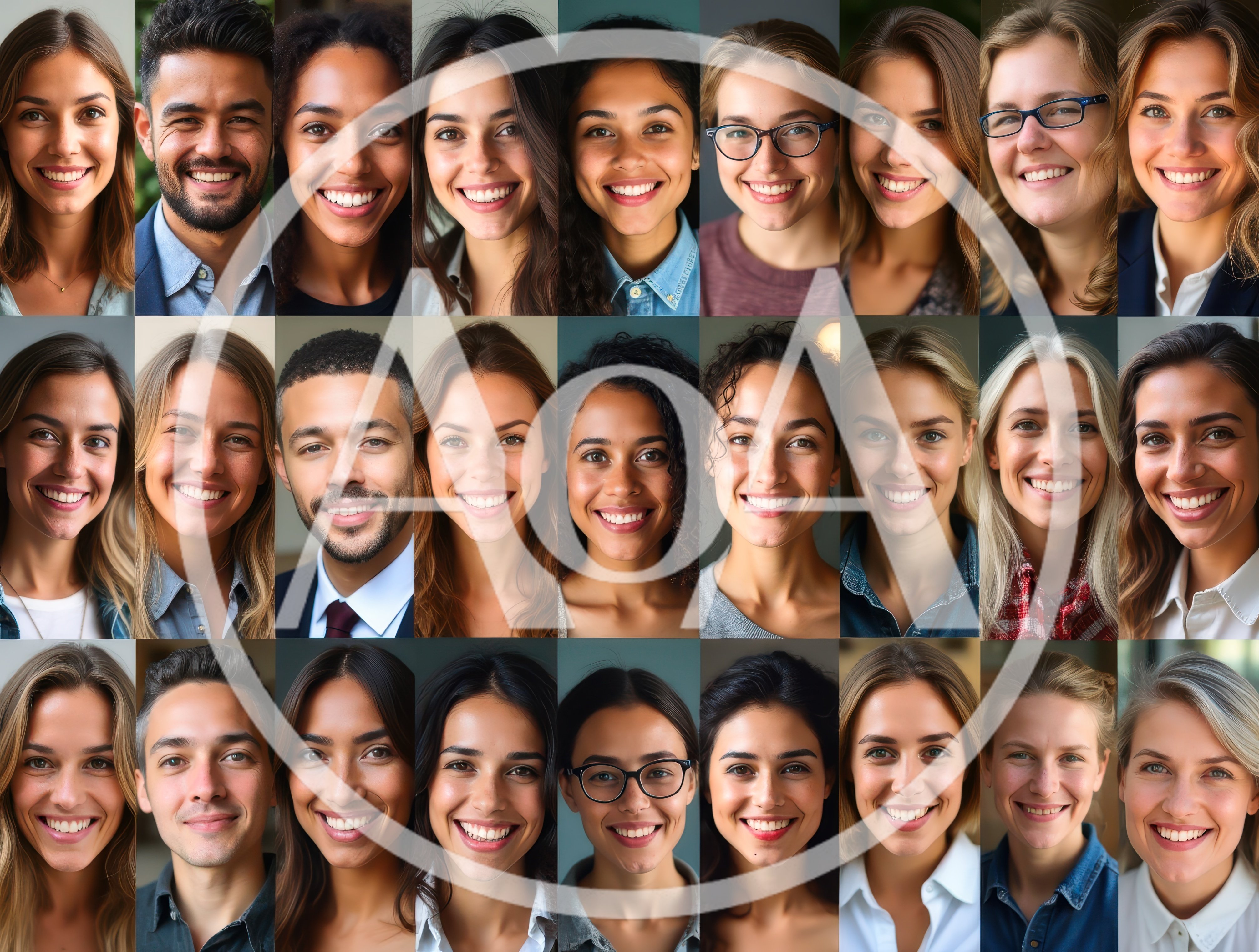 Collage Of Diverse Smiling People Portraits