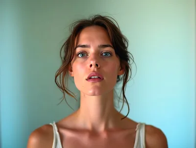Portrait Of A Young Woman With Natural Makeup