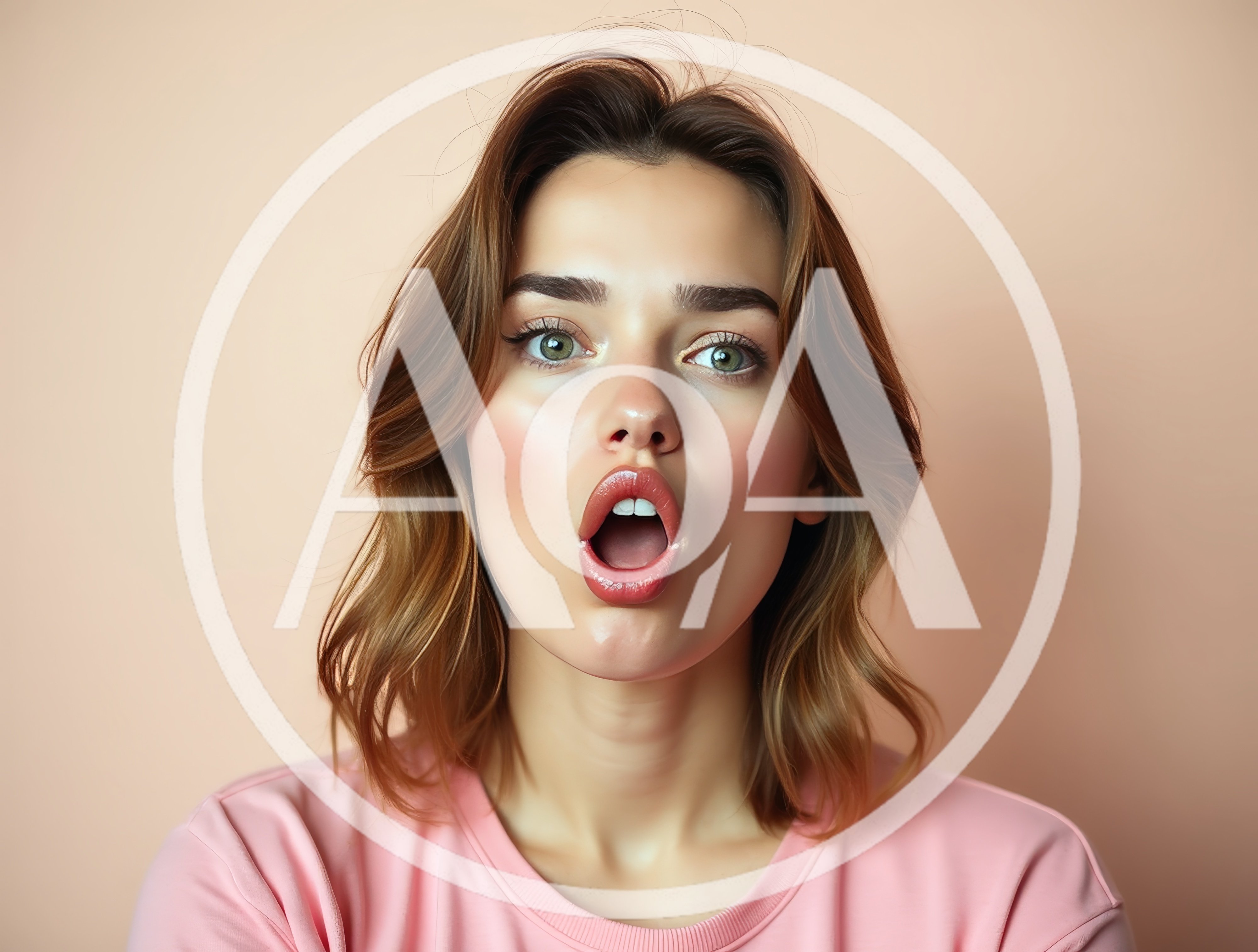 Surprised Young Woman With Open Mouth Looking At Camera