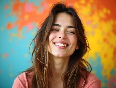 Portrait Of A Joyful Young Woman Smiling