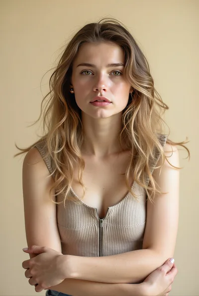 Portrait Of A Young Woman With Wavy Blonde Hair