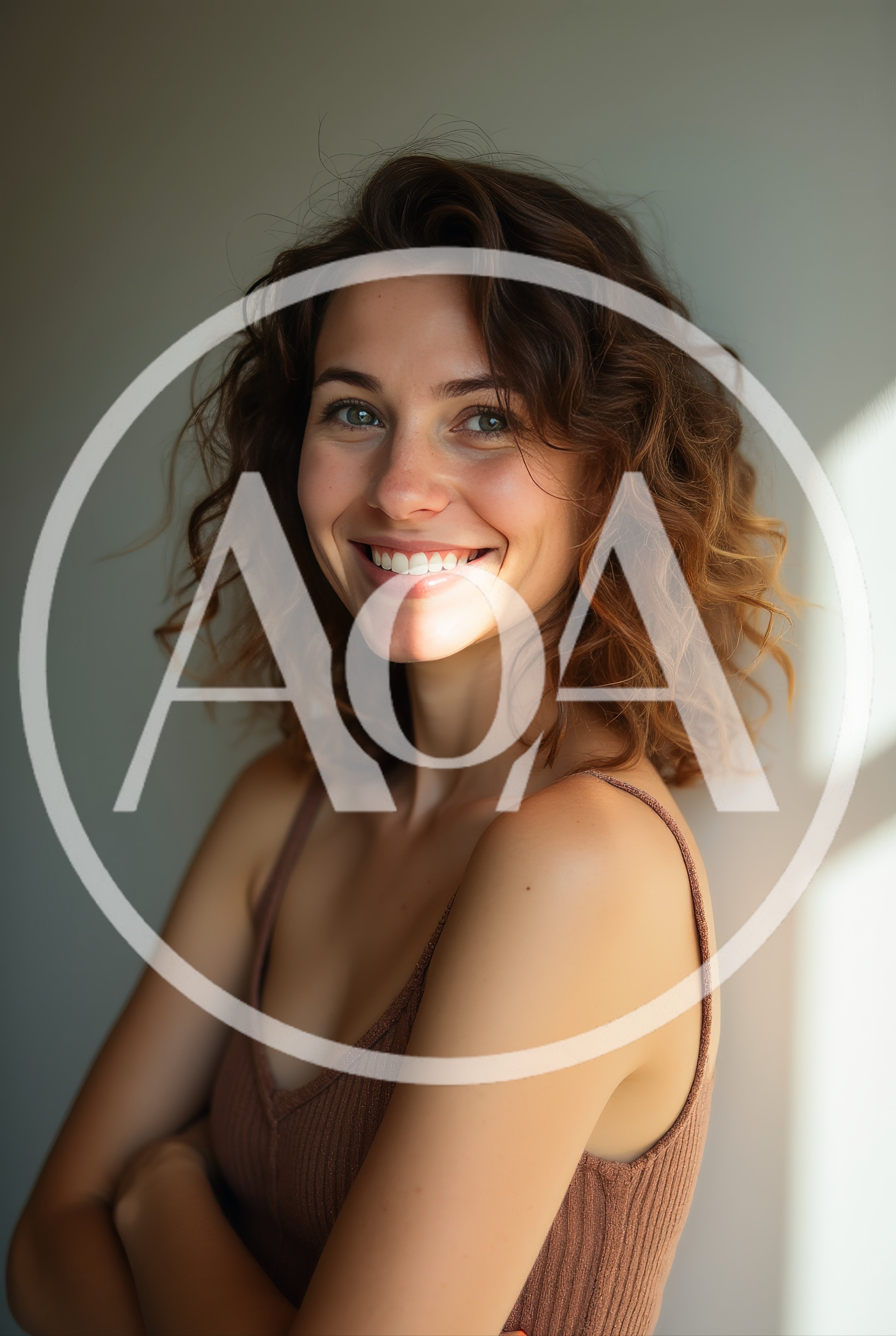 Portrait Of A Smiling Woman With Curly Hair