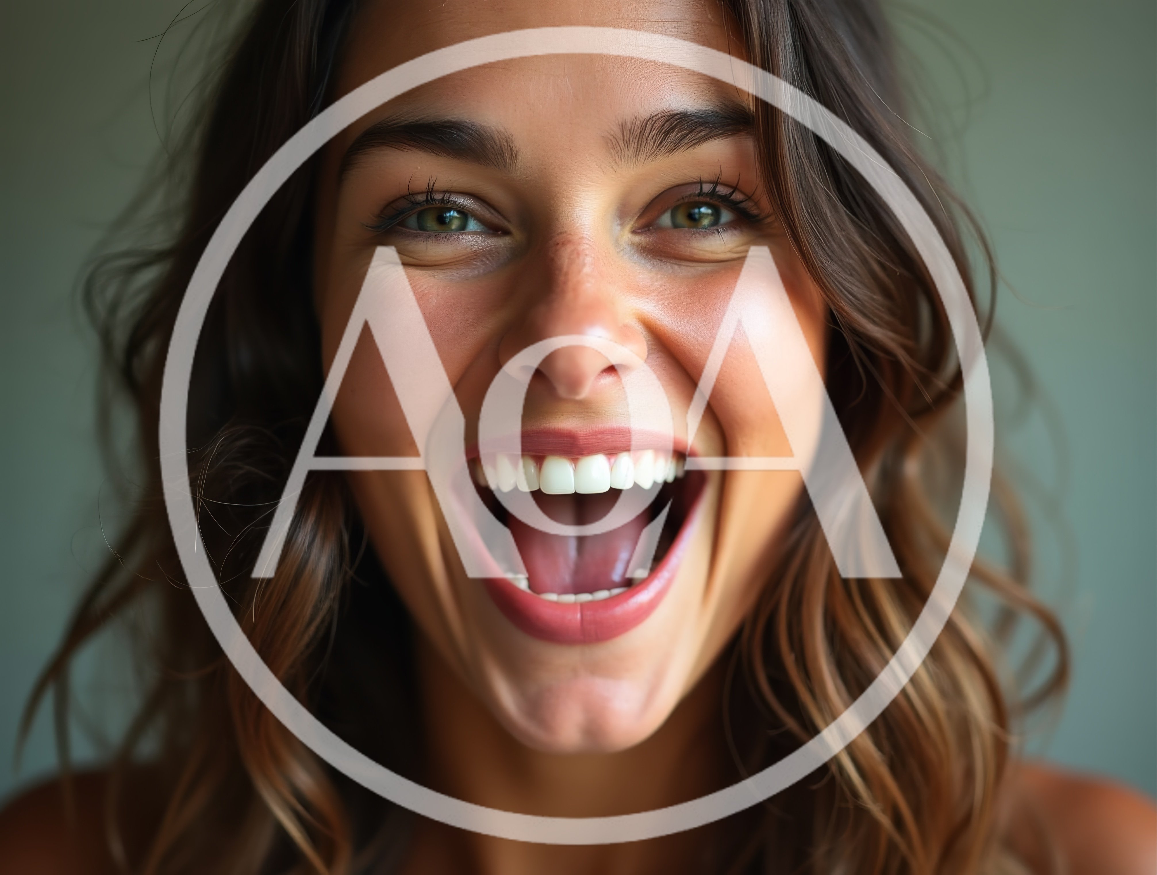 Close Up Portrait Of A Joyful Laughing Woman