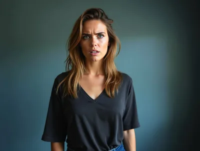 Portrait Of A Confused And Concerned Young Woman