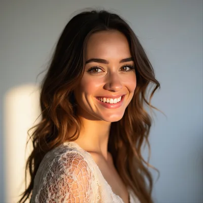 Portrait Of A Smiling Woman In Sunlight