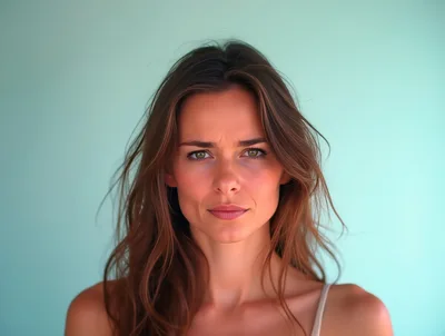 Portrait Of A Young Woman With Green Eyes