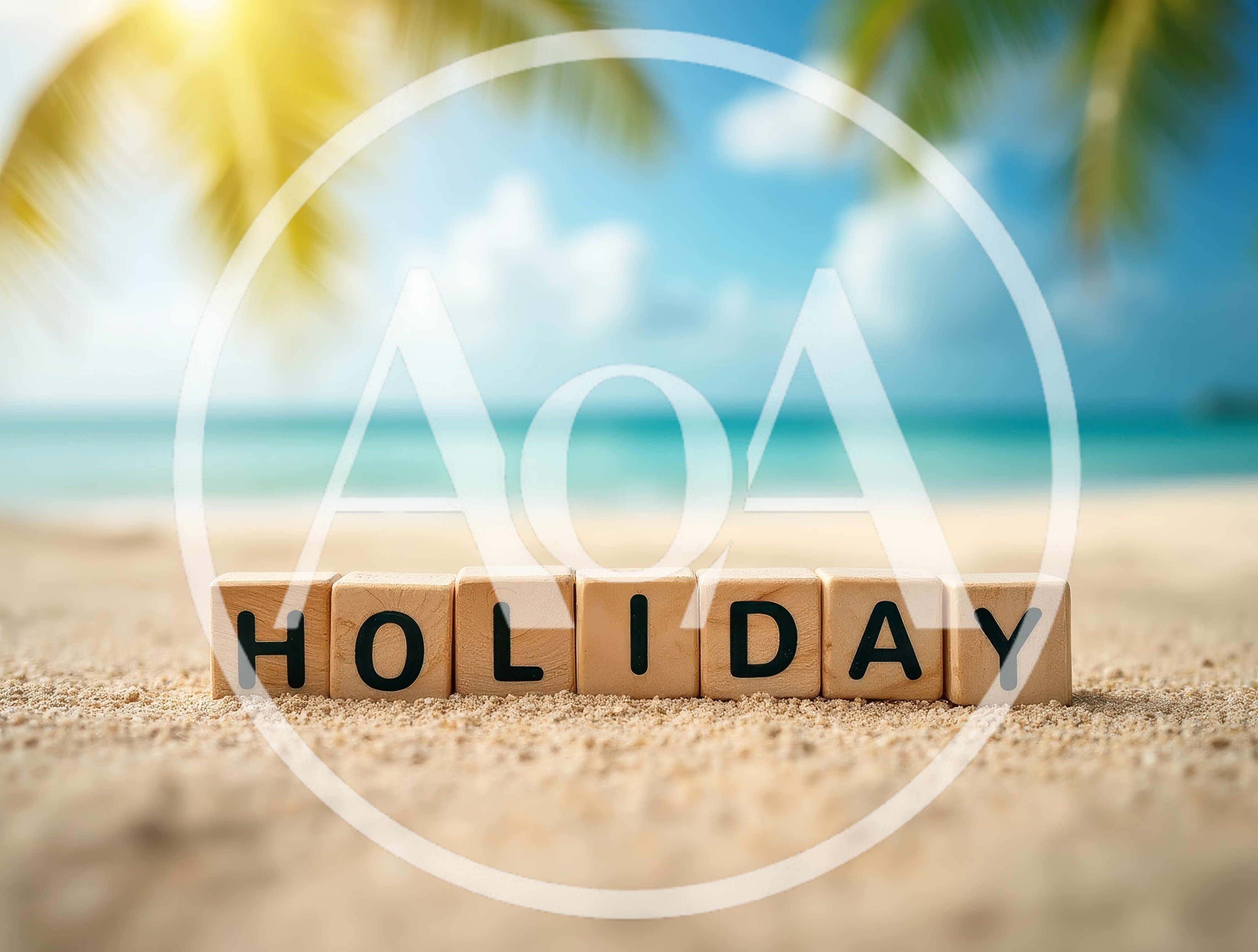 Wooden Blocks Spelling Holiday on Tropical Beach