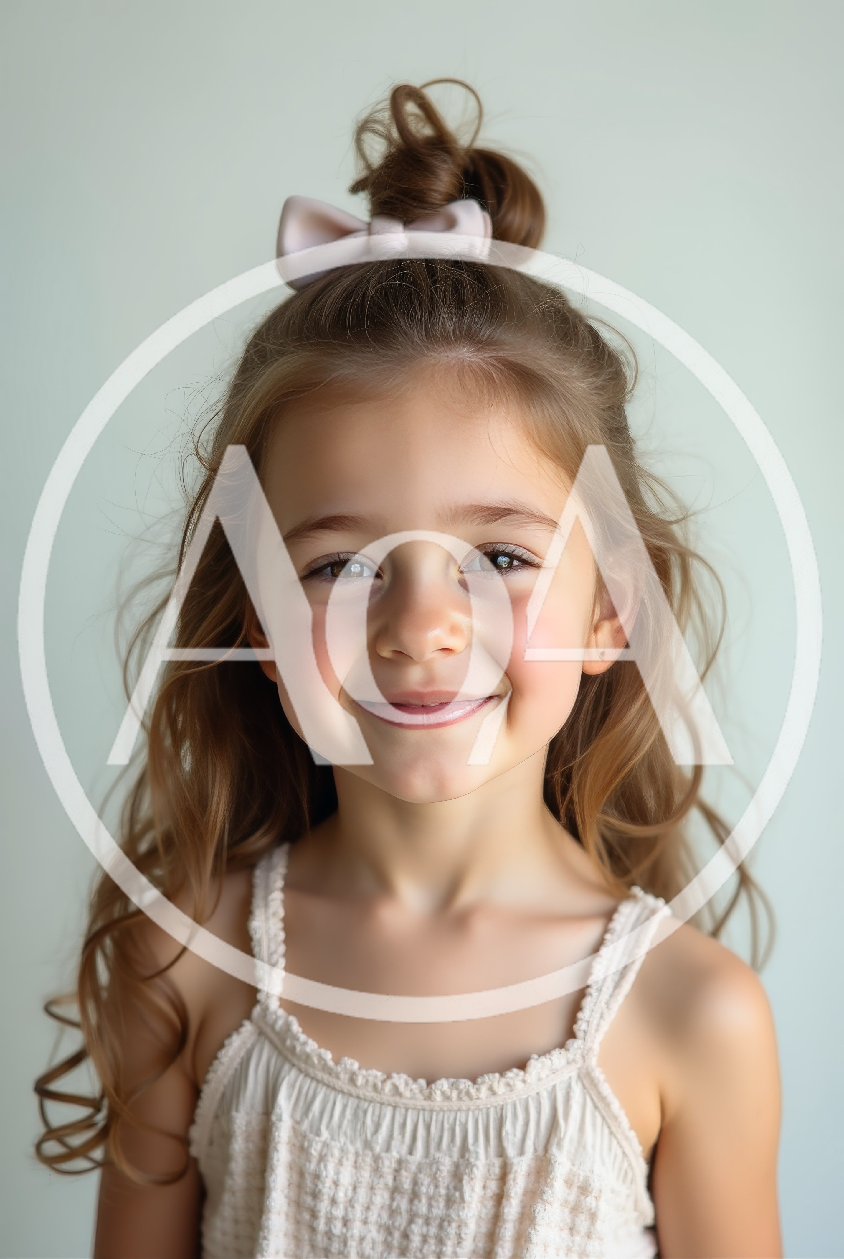 Portrait Of A Smiling Young Girl With A Hair Bow