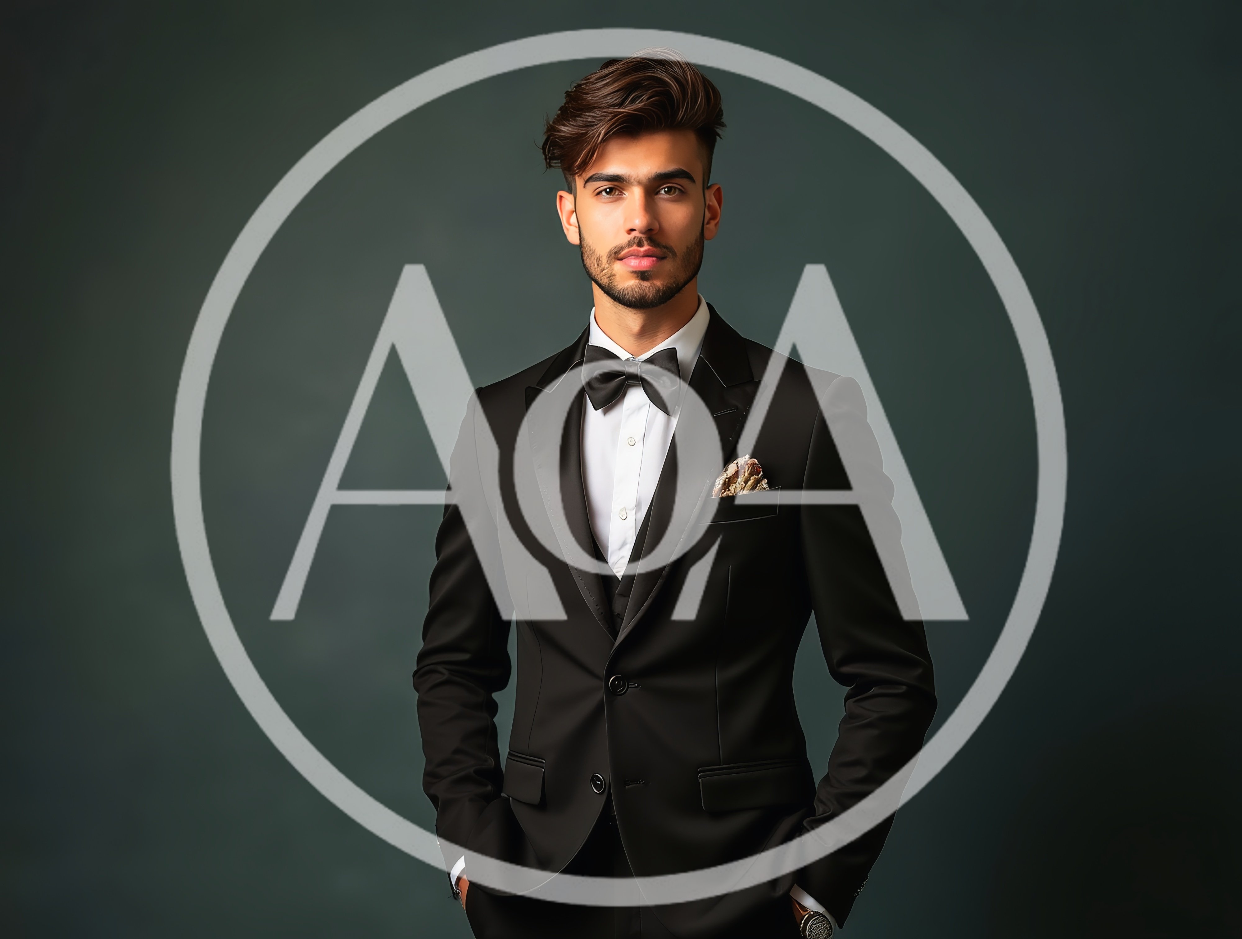 Handsome Man In A Black Tuxedo And Bow Tie