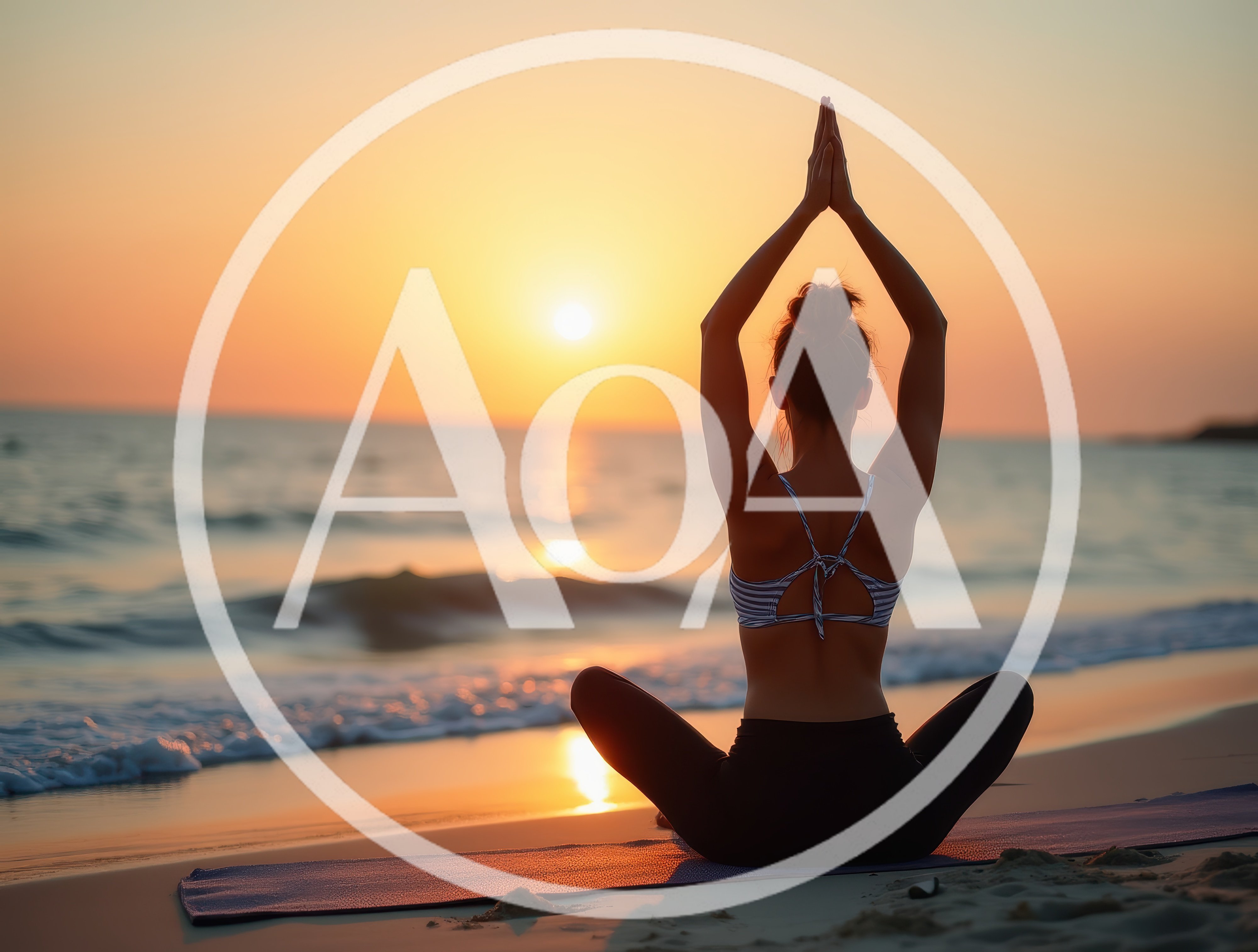 Woman Practicing Yoga In Lotus Pose At Sunset