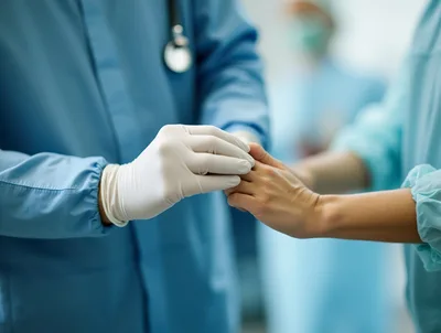 Doctor Holding Patient Hand In Hospital
