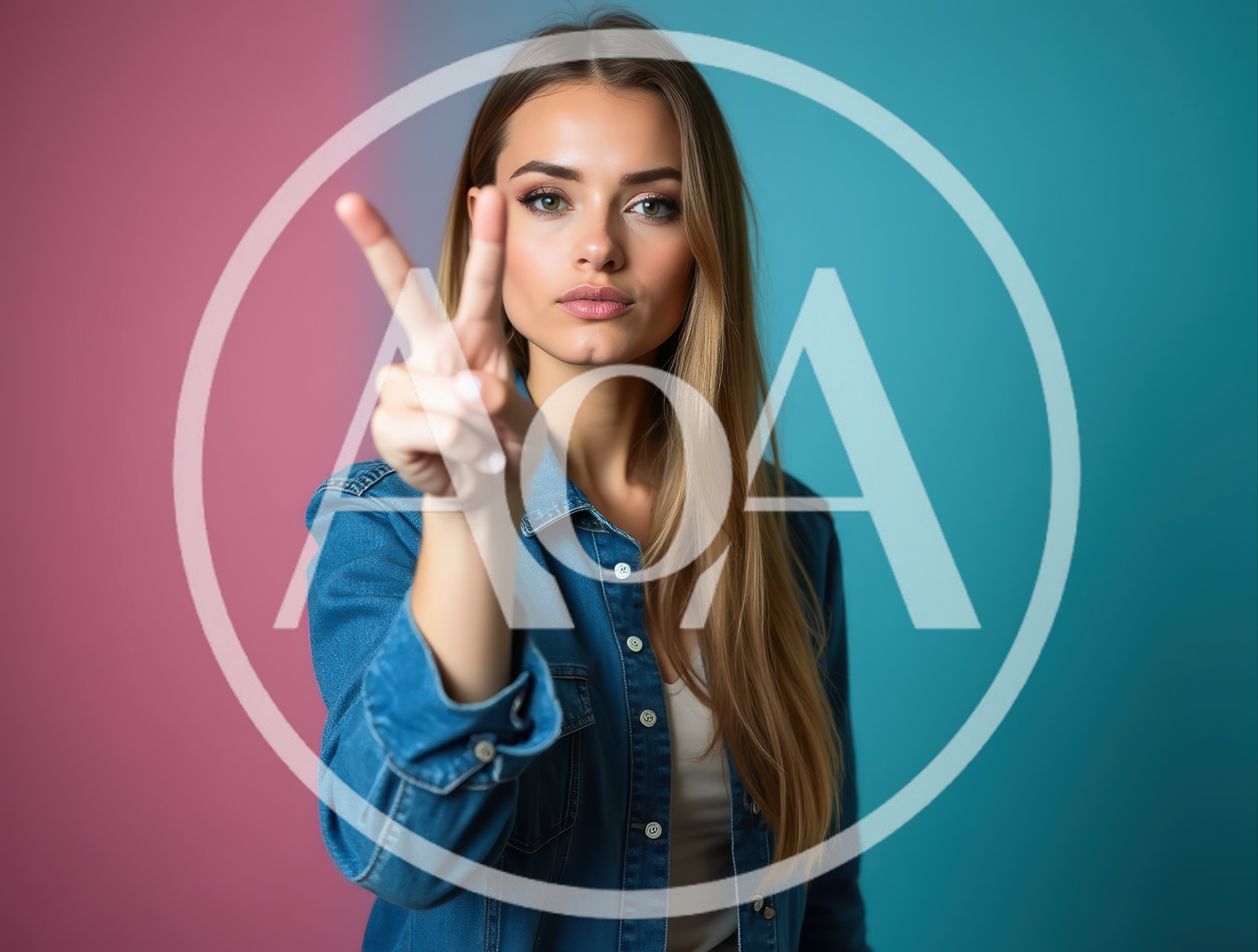 Young Woman Making A Peace Sign Gesture