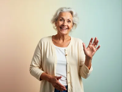 Cheerful Senior Woman Waving Hello