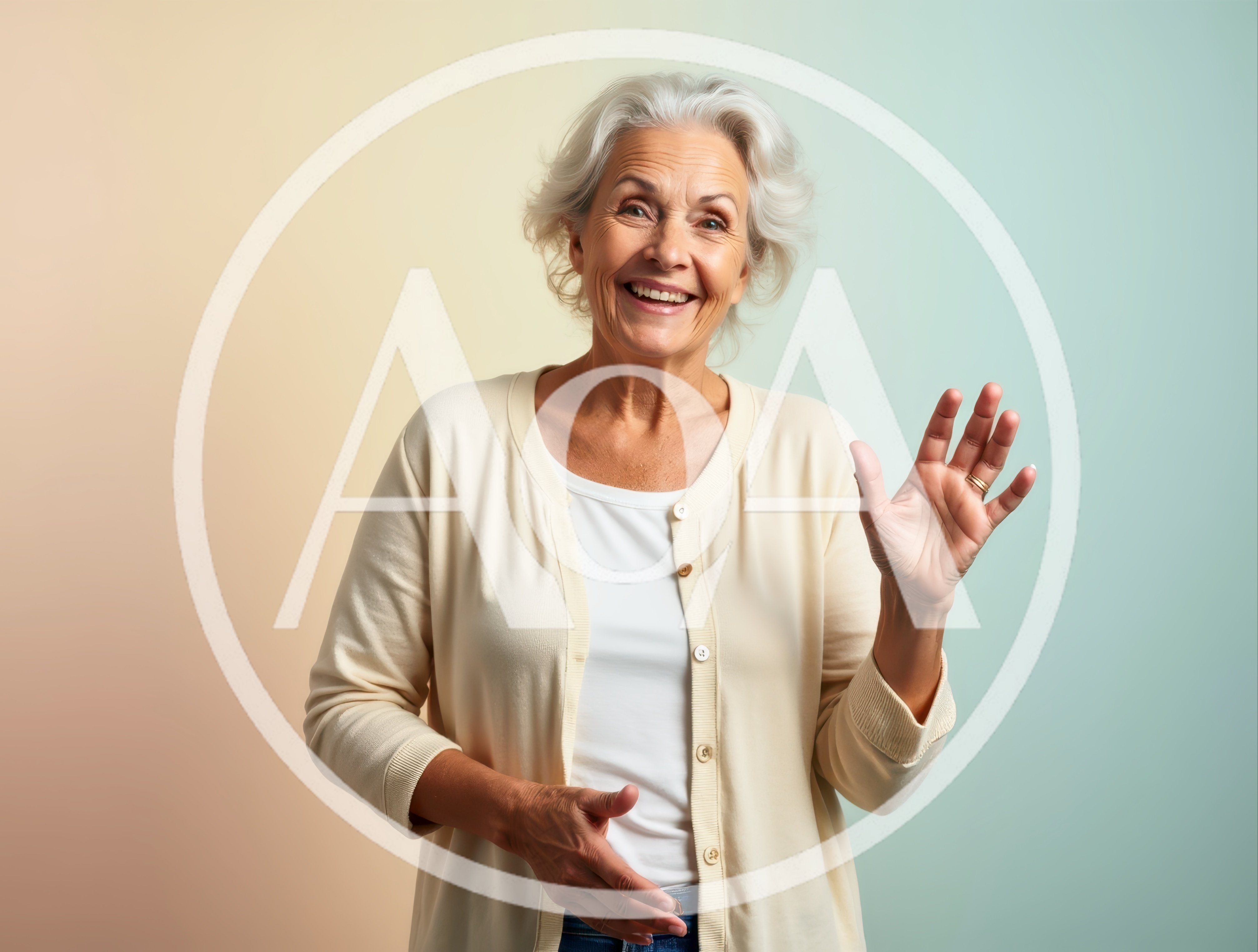 Cheerful Senior Woman Waving Hello